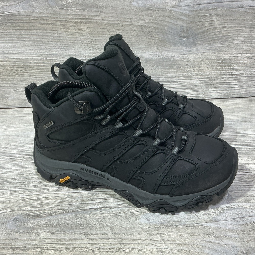 Merrell Mid Moab 3 Boots Mens 7.5 W Wide Black J035761WZ Hiking Waterproof Shoes